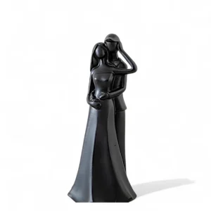 Black Ceramic Couple Sculpture – Eternal Embrace