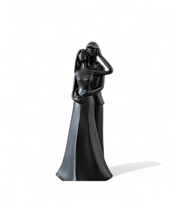 Black Ceramic Couple Sculpture – Eternal Embrace