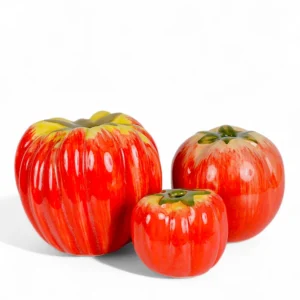 Handcrafted Ceramic Tomato Décor Set – Gloss Red Trio