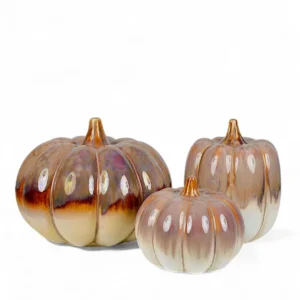 Glazed Ceramic Pumpkin Décor Set – Autumn Elegance Trio