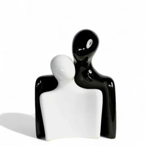 Black & White Ceramic Couple Sculpture – The Embrace