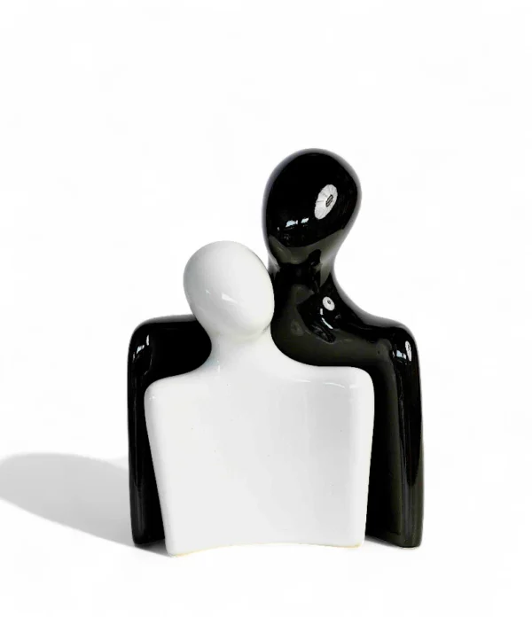 Black & White Ceramic Couple Sculpture – The Embrace