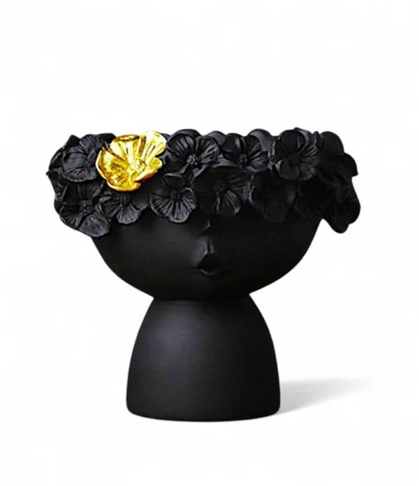 Black Blossom Girl Planter