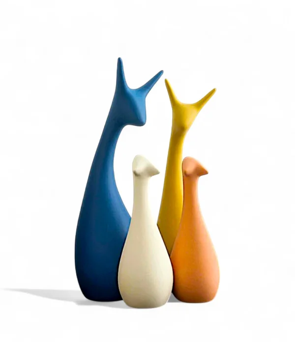 Modern Abstract Bird Sculptures – Set of 4