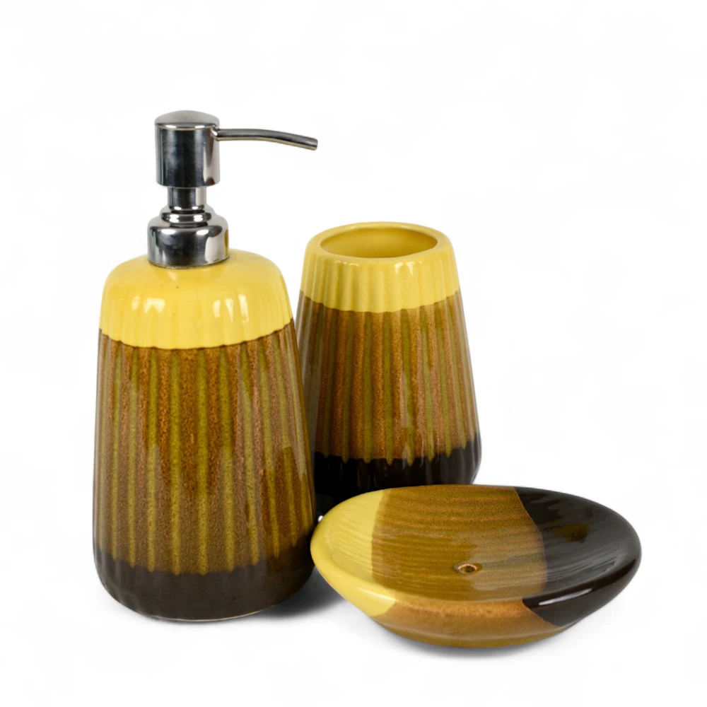 Mustard Brown Ombre Ceramic Bathroom Set
