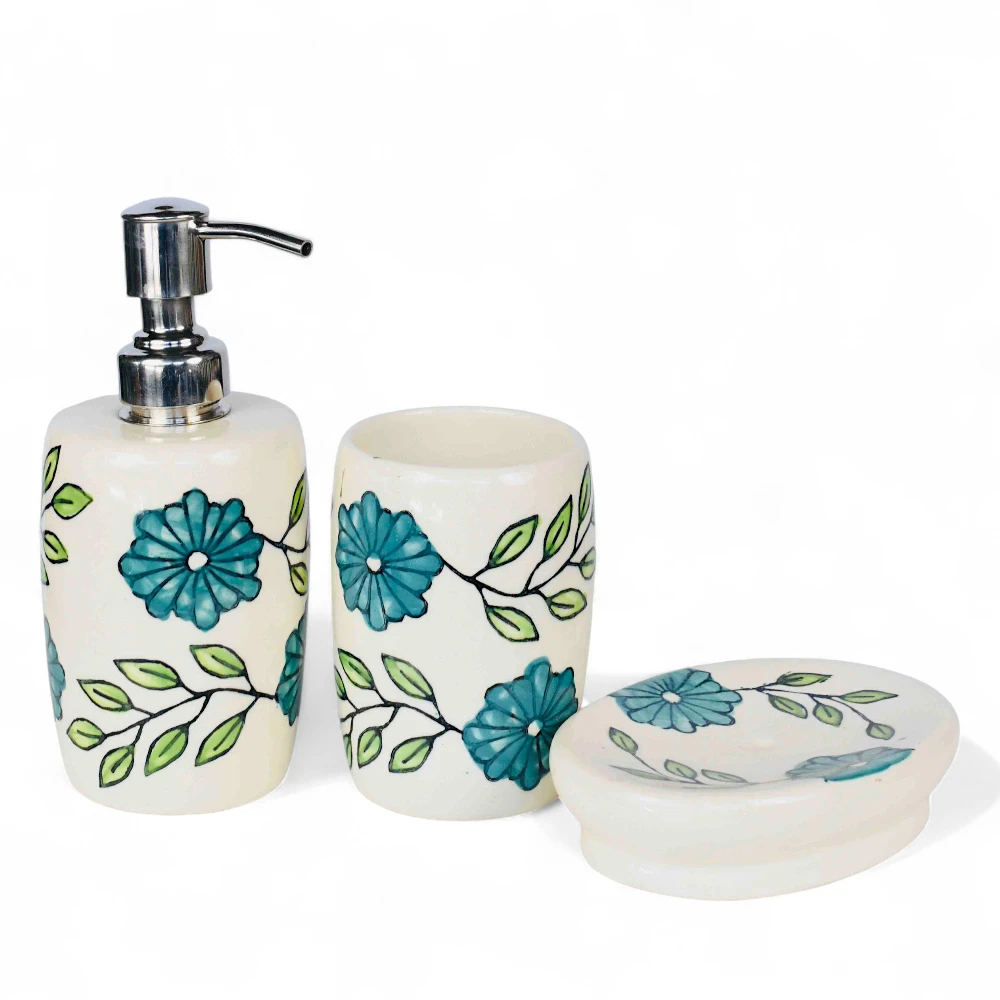 Aqua Bloom Ceramic Bathroom Set