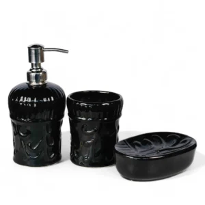 Gloss Black Obsidian Noir Ceramic Bathroom Set