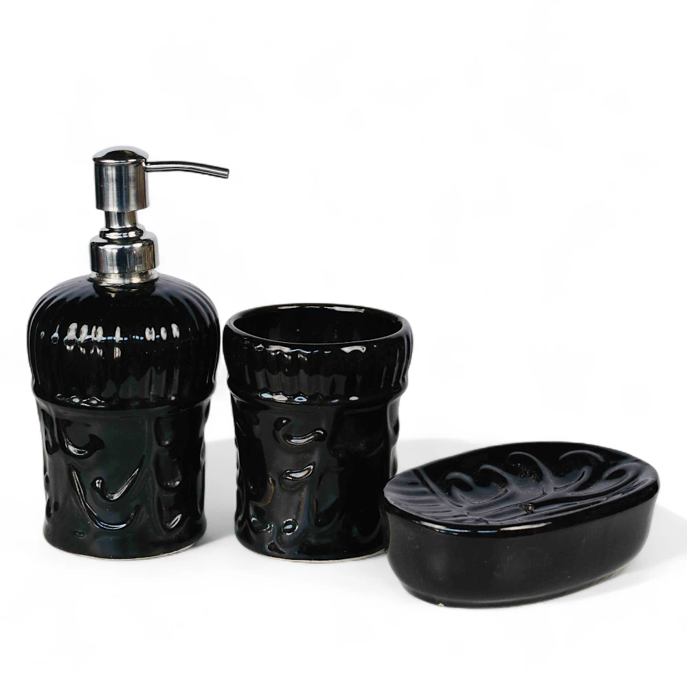 Gloss Black Obsidian Noir Ceramic Bathroom Set