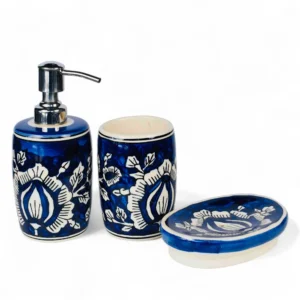 Royal Indigo Blue Pottery Bathroom Set