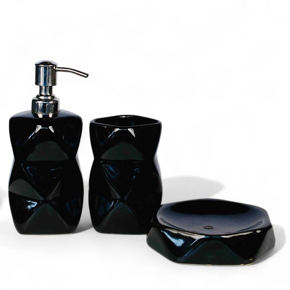 Midnight Luxe Black Ceramic Bathroom Set