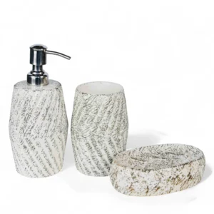 Textured White Ceramic Bathroom Set
