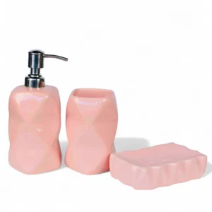 Blush Pink Diamond Ceramic Bathroom Set