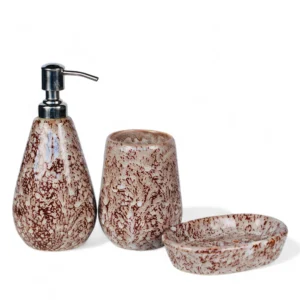 Brown Marble Textured Ceramic Bathroom Set