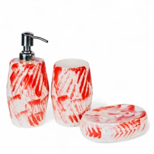 Crimson Brush Ceramic Bathroom Set