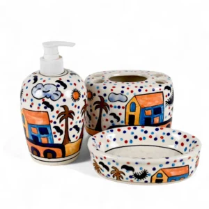 Hand-Painted Color Splash Ceramic Bathroom Set