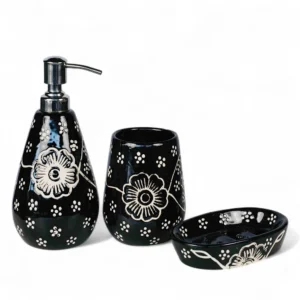 Midnight Bloom Handcrafted Ceramic Bathroom Set