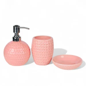 Blush Textured Ceramic Bathroom Set