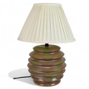 Olive Brown Ripple Ceramic Table Lamp