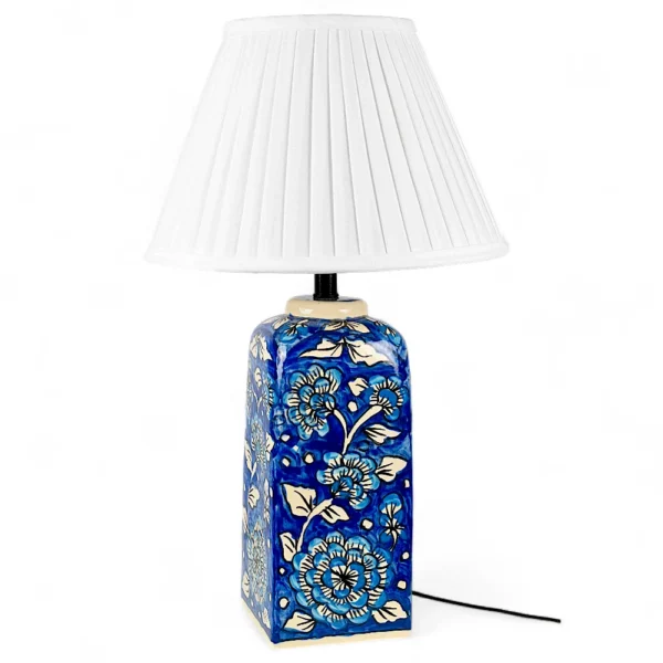 Blue Floral Hand-Painted Ceramic Table Lamp