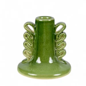 Olive Green Sculptural Ceramic Candle Holder