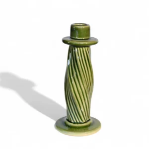 Olive Green Twisted Ceramic Candle Holder