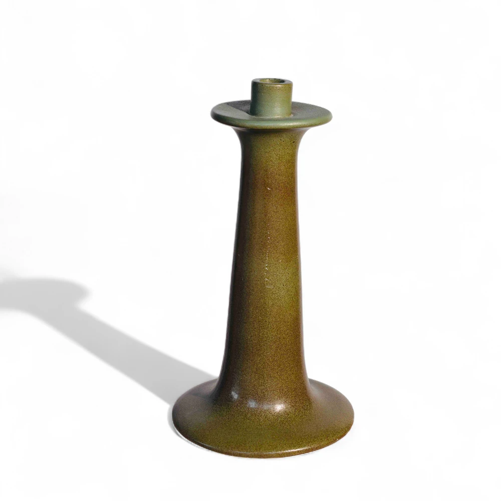 Matte Olive Ceramic Candle Holder