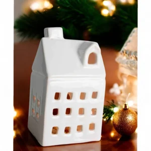 White Ceramic House Tealight Holder