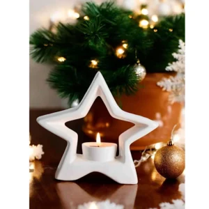 White Star Ceramic Tealight Holder