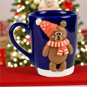 Christmas Gift Mugs Addition Teddy Bear – Blue Ceramic Festive Collection