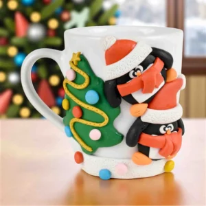 "Handcrafted Penguin Duo Christmas Mug For Gifts