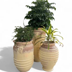 Rustic Terracotta Ceramic Planter Set – Handcrafted Outdoor Pots