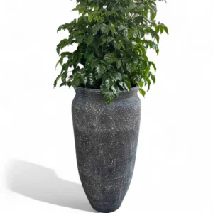 Textured Charcoal Ceramic Planter – Tall Handcrafted Statement Pot