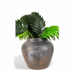 Rustic Charcoal Palm Vase