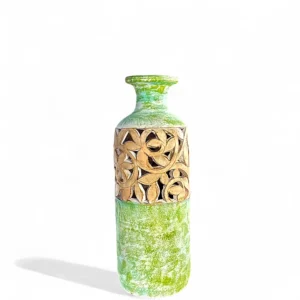 Verdant Carved Ceramic Long Vase