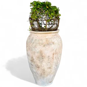 Rustic Beige Textured Terracotta Planter – Handcrafted Earth Finish