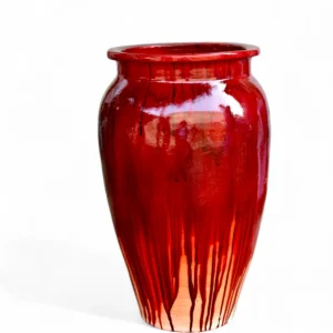 Crimson Red Drip Glaze Planter.