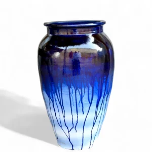 Deep Ocean Blue Drip Glaze Terracotta Planter – Premium Gloss Finish