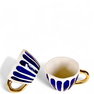 Indigo Waves Ceramic Cups