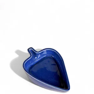 Handcrafted Blue Leaf Ceramic Bowl