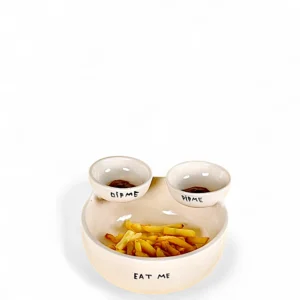 Handcrafted Ceramic Snack & Dip Platter – “Eat Me” Design