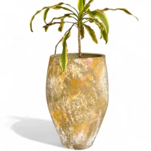 Rustic Ochre Textured Terracotta Planter – Tall Handcrafted Floor Pot