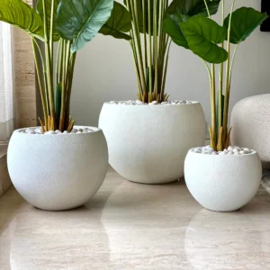 FRP Pebble Globe Planter Set Of 3
