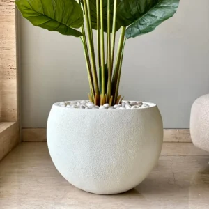 Pebble White Globe Planter