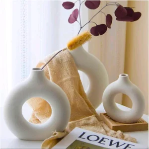 Nordic Ivory Donut Ceramic Vase