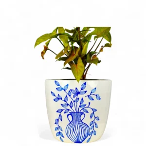 Indigo Leaf Pattern Decor Planter