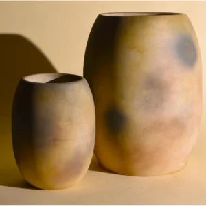 Earthfire Smoke-Glazed Ceramic Vase Set