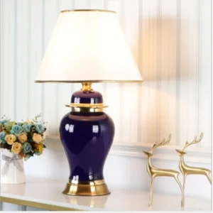 Imperial Navy Gold-Trim Table Lamp