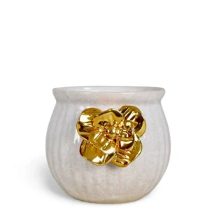 Golden Blossom Ceramic Planter