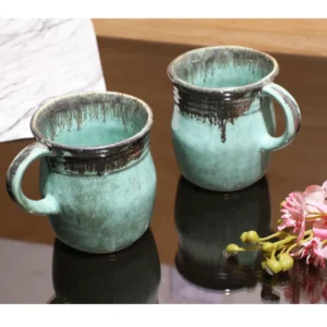 Aqua Drip Glaze Ceramic Mug Set