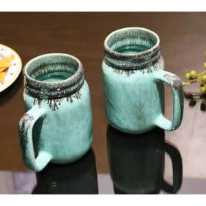 Aqua Drizzle Tall Ceramic Mug